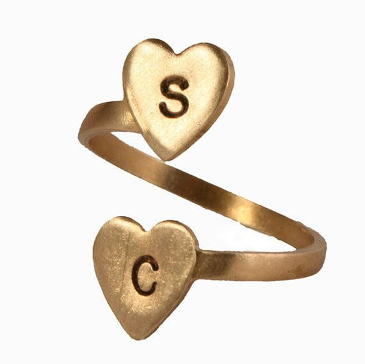 The making of our double heart personalized initial rings