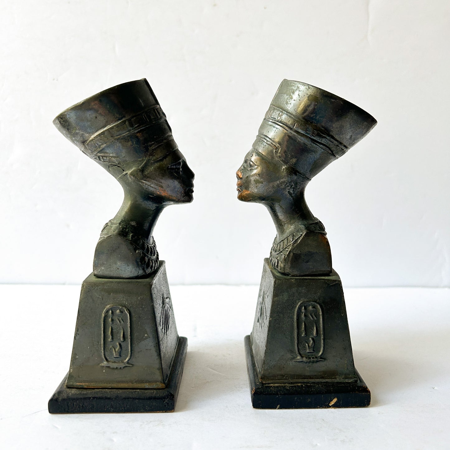 Vintage Egyptian Revival Style Queen Nefertiti Bookends