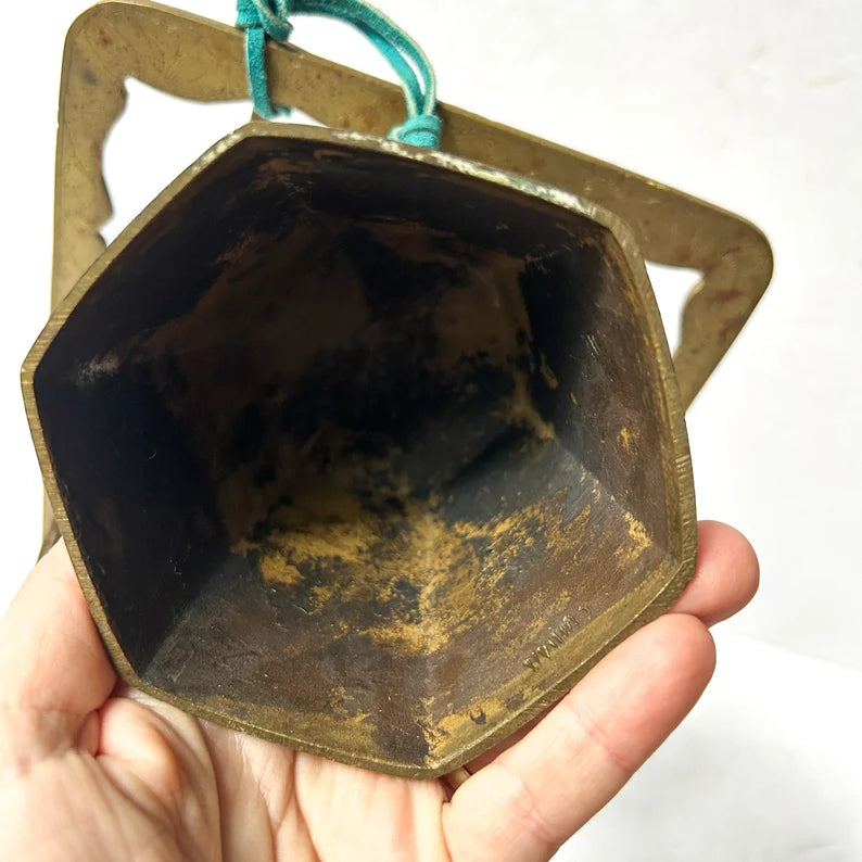 Vintage Brass Meditation Bell, Asian Gong with Mallet