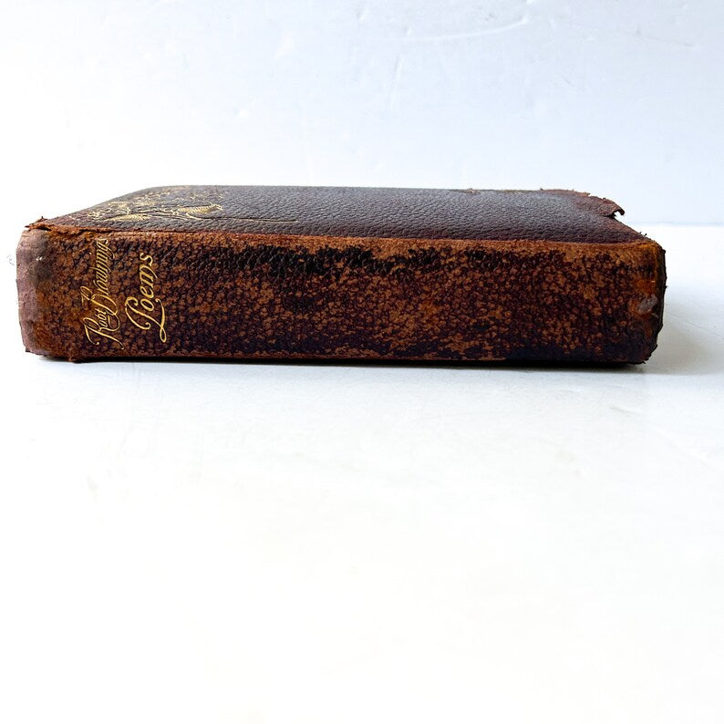Poems of Robert Browning, antique leatherbound hardcover book