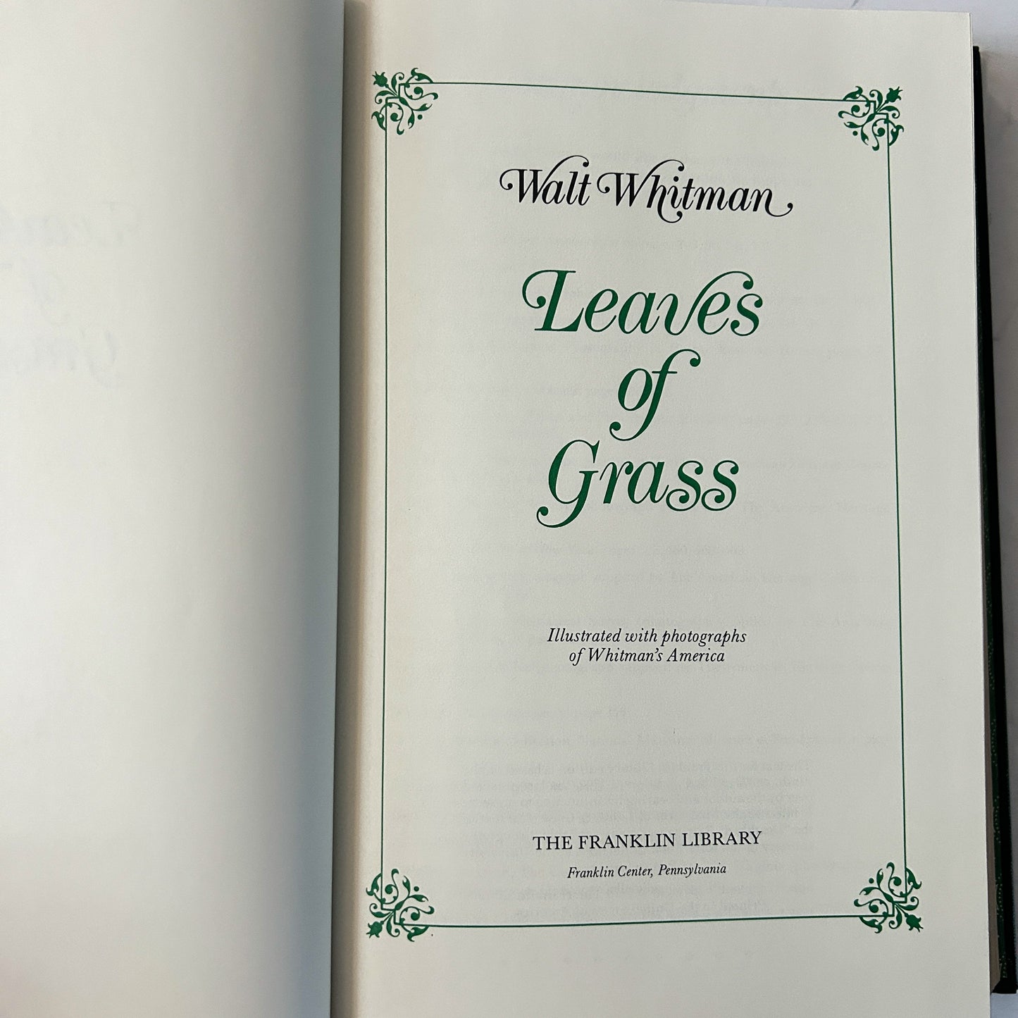 Leaves of Grass by Walt Whitman, vintage Franklin Library edition