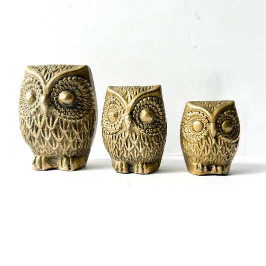 Vintage Brass Owl figurines set of 3