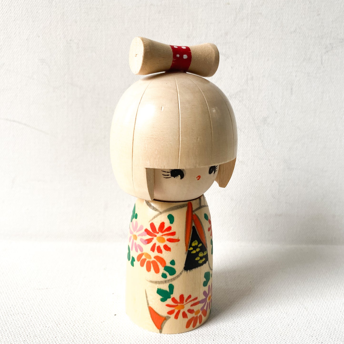 Vintage Japanese Kokeshi Collectible Doll, Painted Wood
