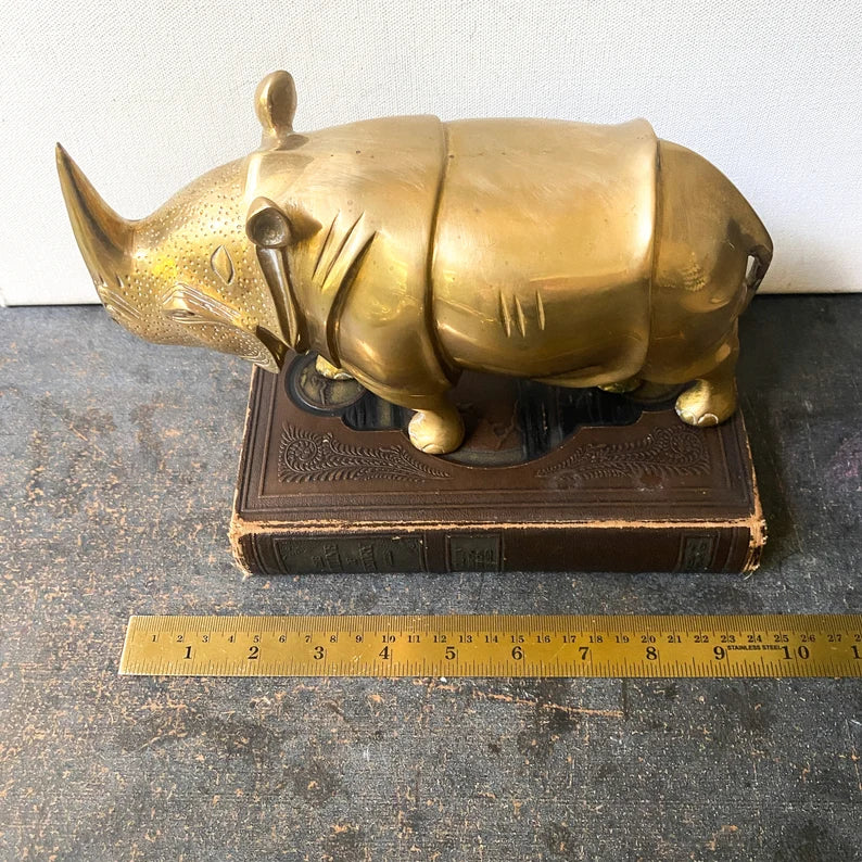 Vintage brass rhinoceros sculpture