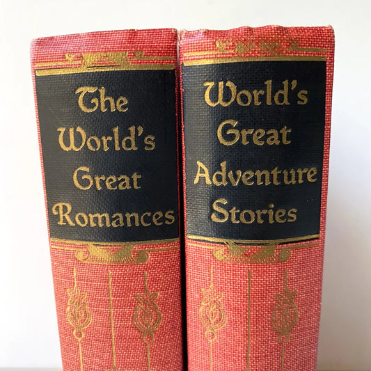 The World's Great Romances and The World's Great Adventures, vintage 1920s book set