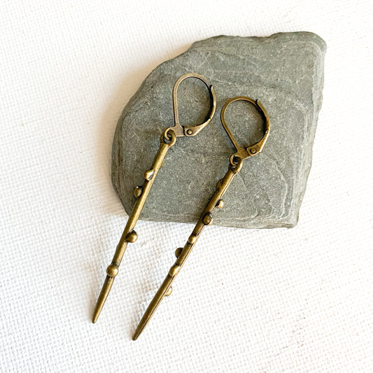 Brass twig earrings