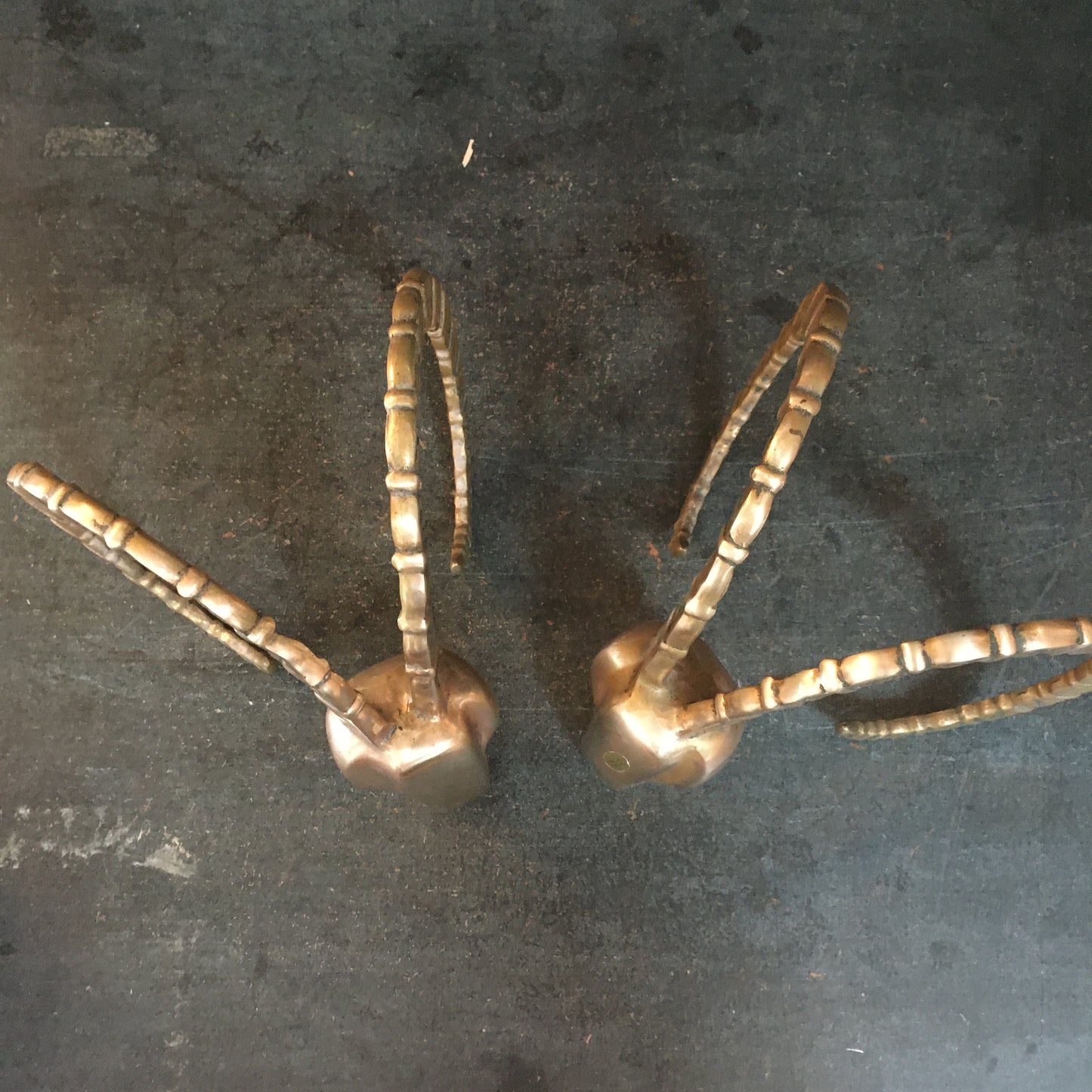 Brass Ram Head Bookends, Vintage Dolbi Cashier, Hollywood Regency