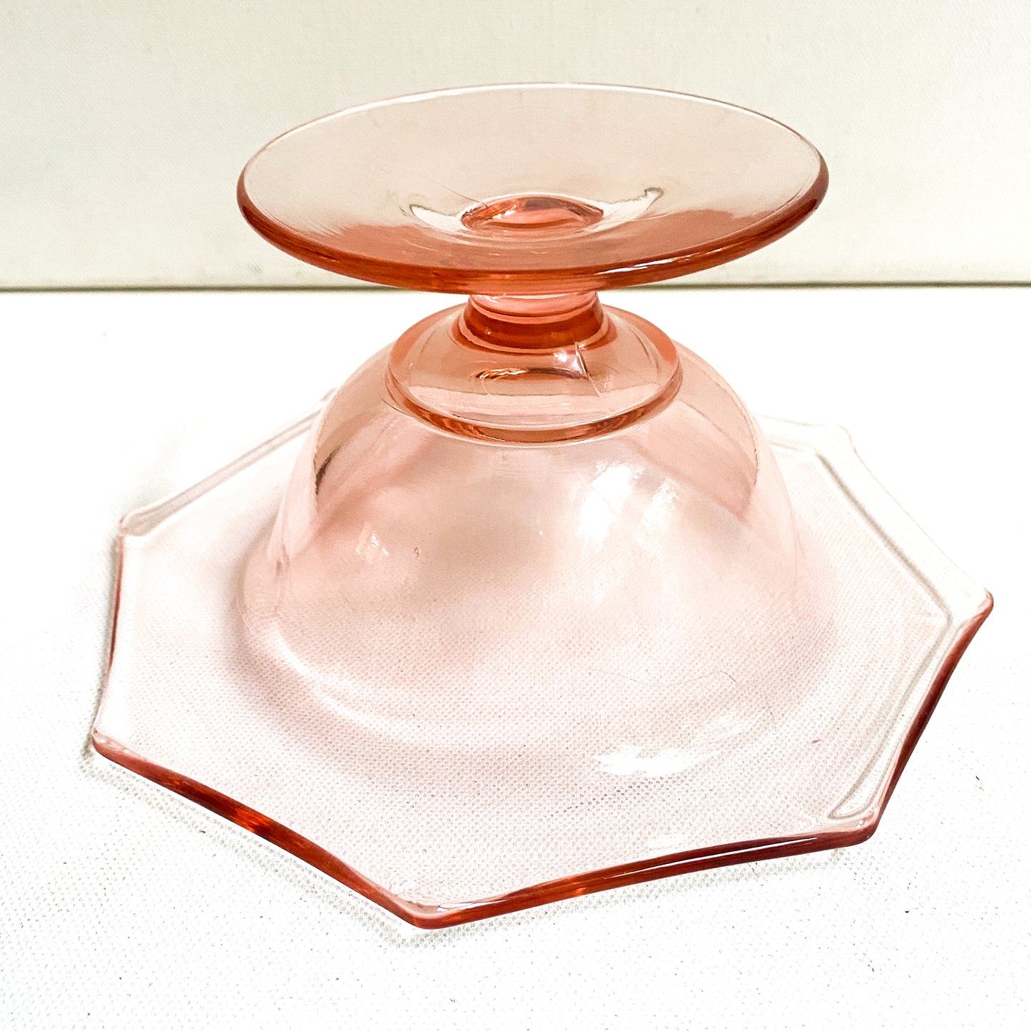 Vintage Pink Depression Glass Footed Compote Bowl, Pink Pedestal Candy Dish