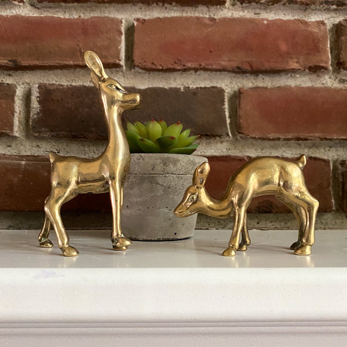 Vintage Brass Mid Century Deer Figurines