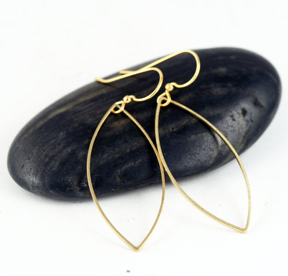 Gold Brass Marquise Earrings