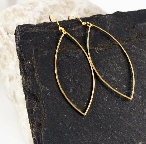 Gold Brass Marquise Earrings