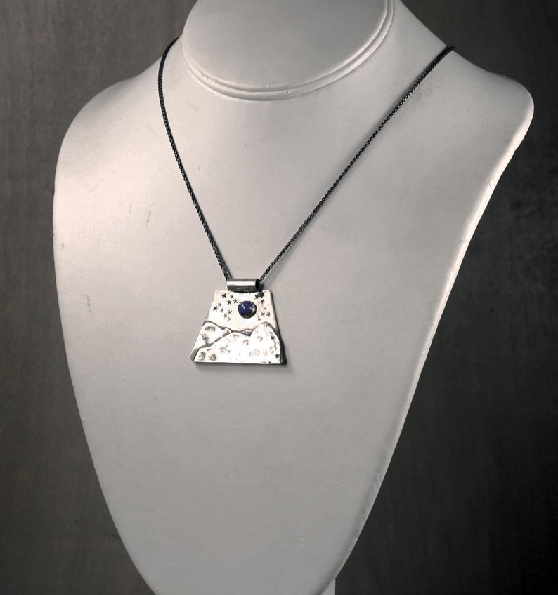 Mountain Peak Necklace, Sterling Silver, Handmade One of a Kind