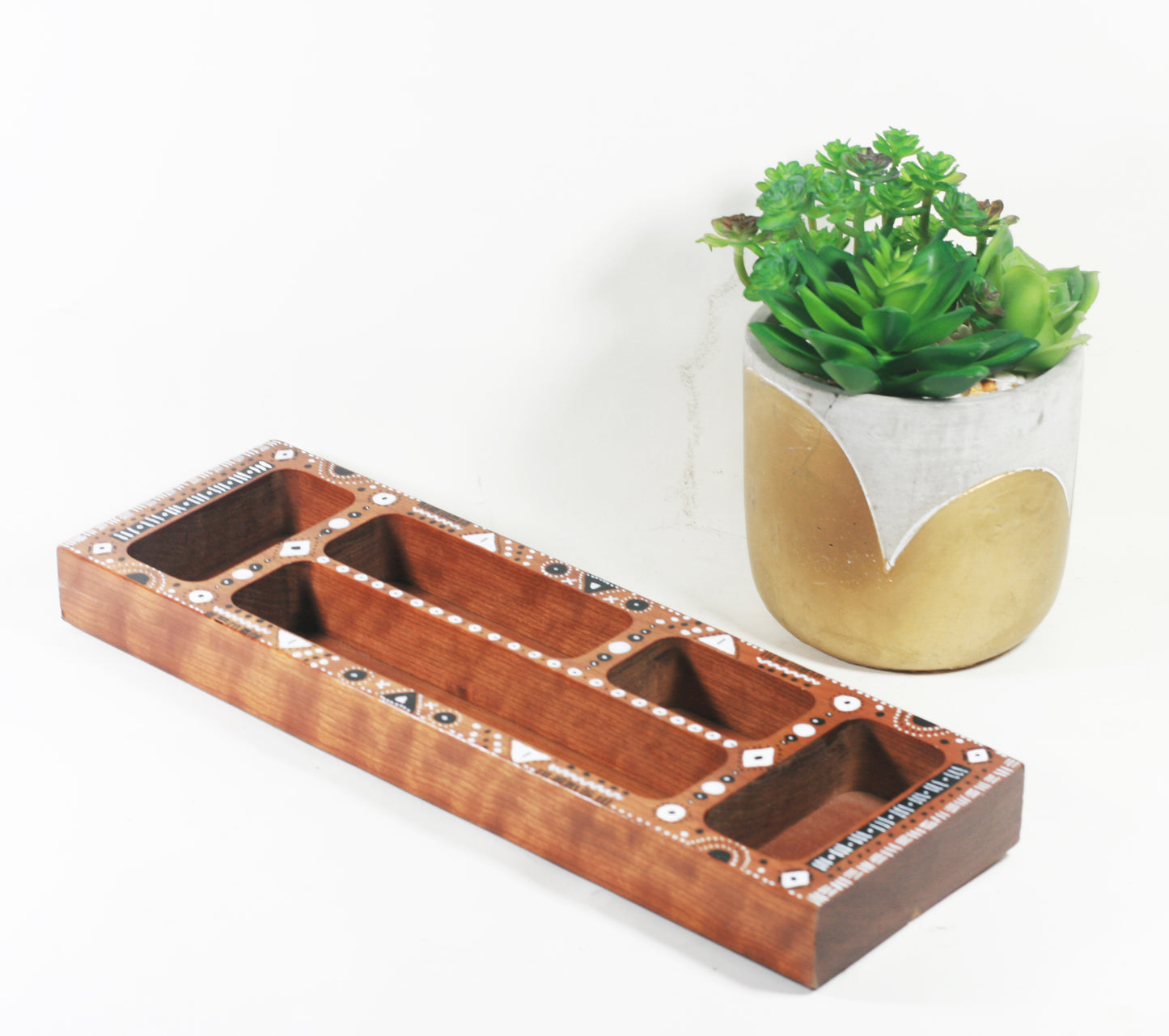 Wood Organizer / Sorting Tray,  Global Bohemian Style Office Decor