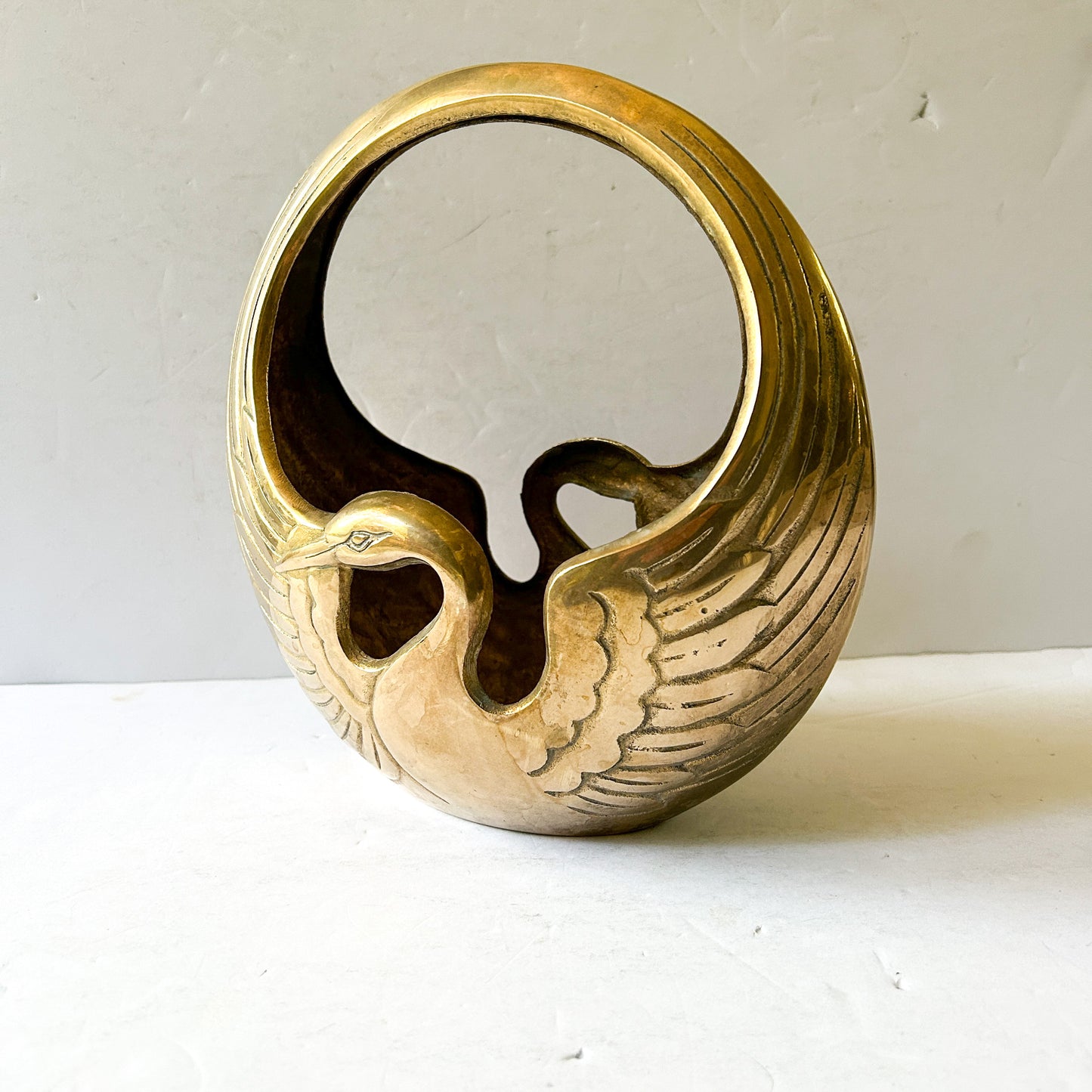 Vintage Art Deco Style Brass Swan Bowl