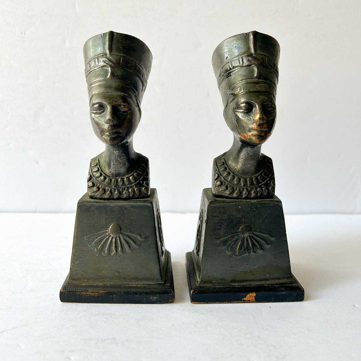 Vintage Egyptian Revival Style Queen Nefertiti Bookends