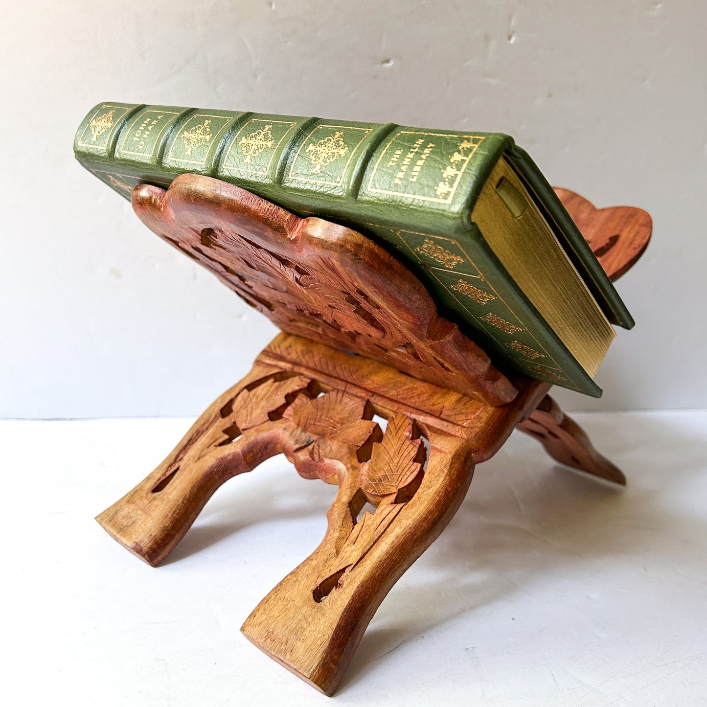 Vintage Carved Wood Book Stand, bohemian book holder