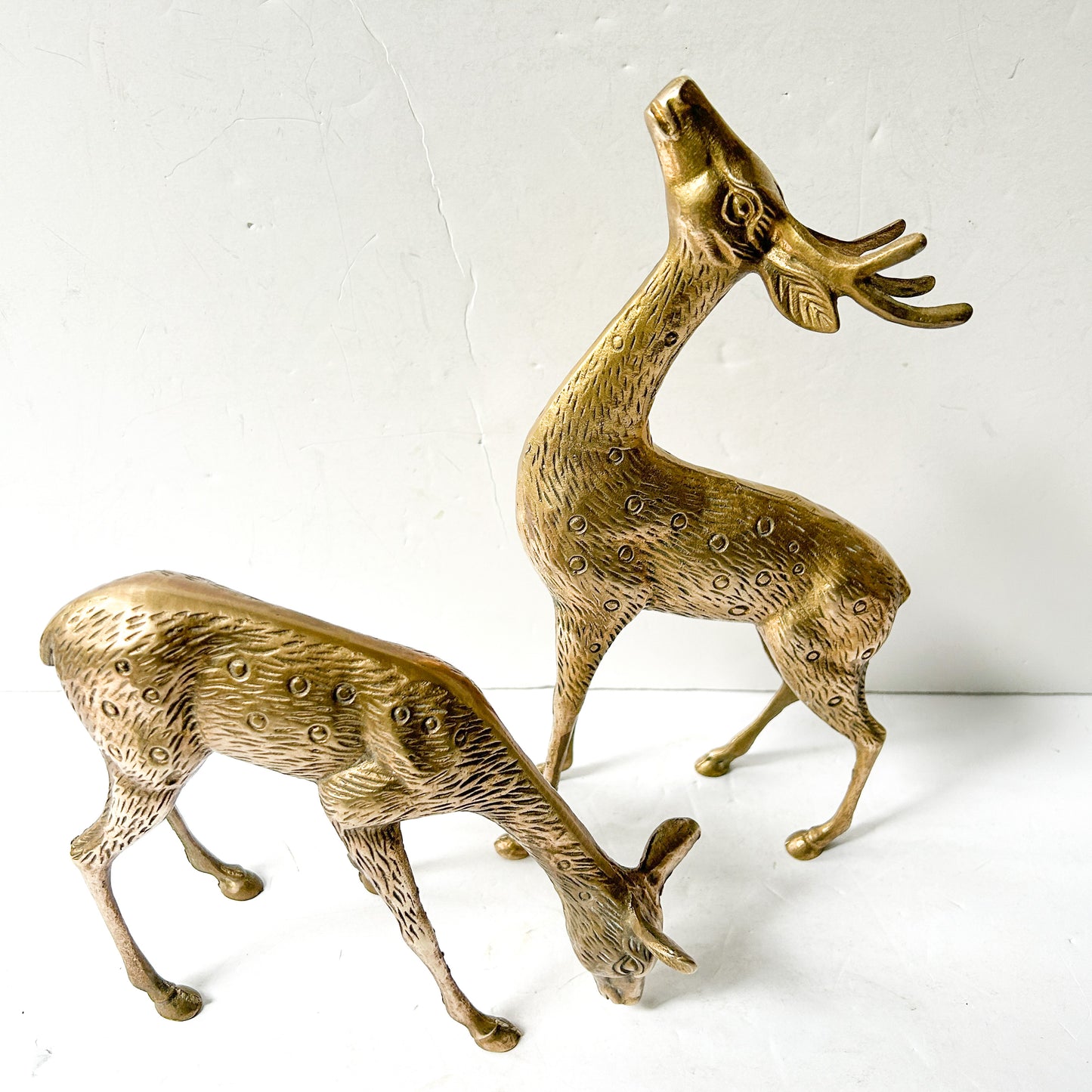 Brass Deer, Large Vintage Pair