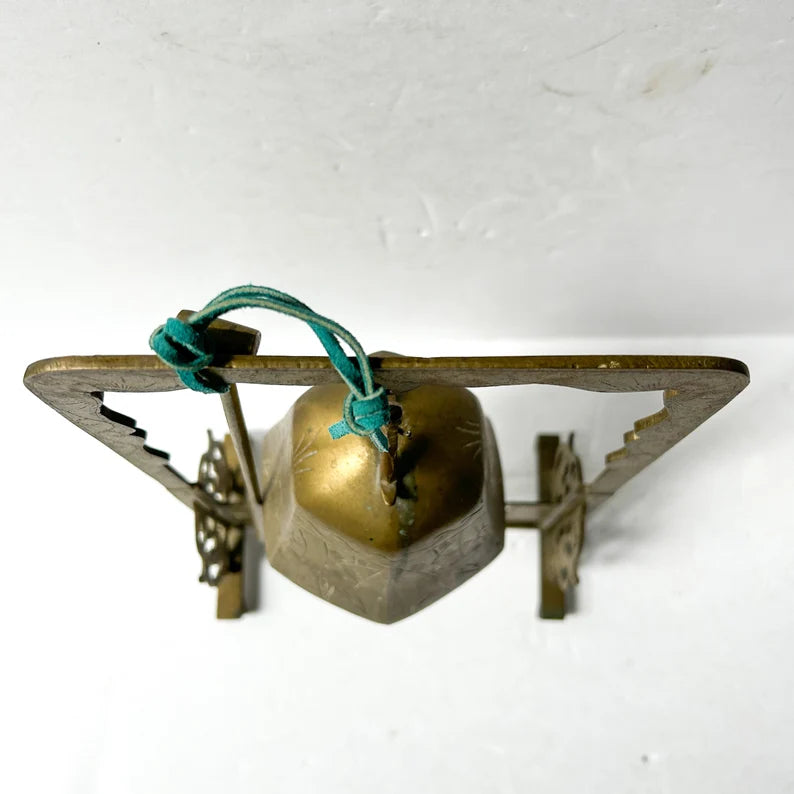 Vintage Brass Meditation Bell, Asian Gong with Mallet