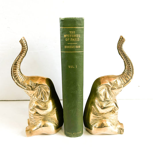Vintage Brass Elephant Bookends
