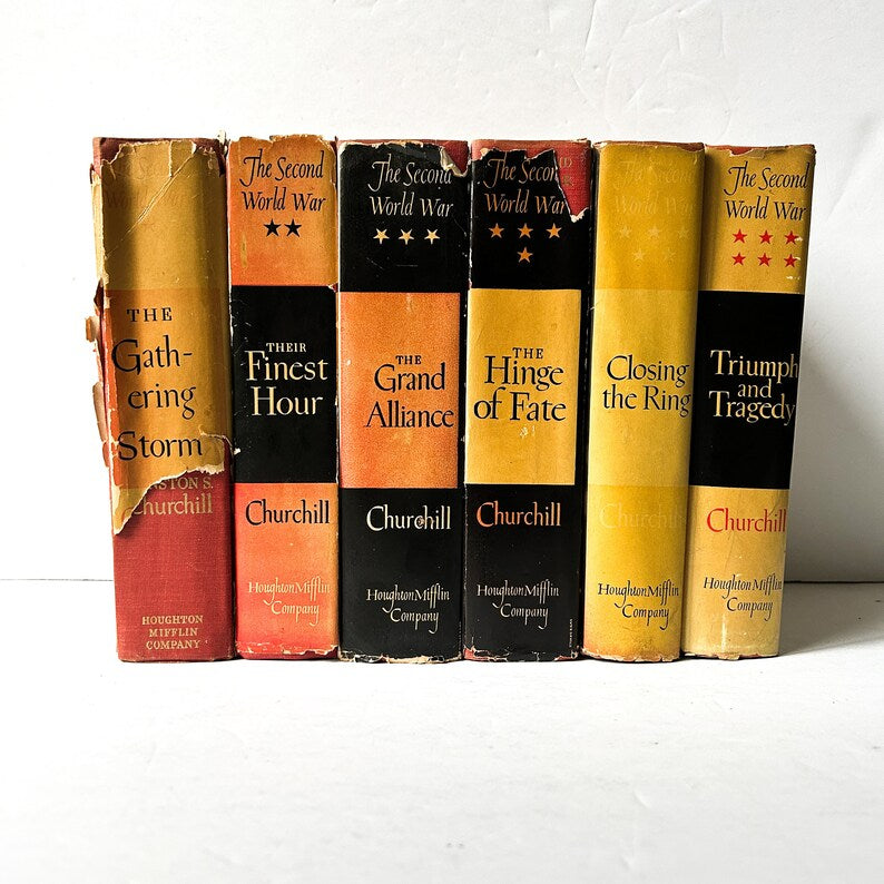 The Second World War by Winston S. Churchill, Vintage 6 volume set, First Edition Historical Books, copyright 1948-1953