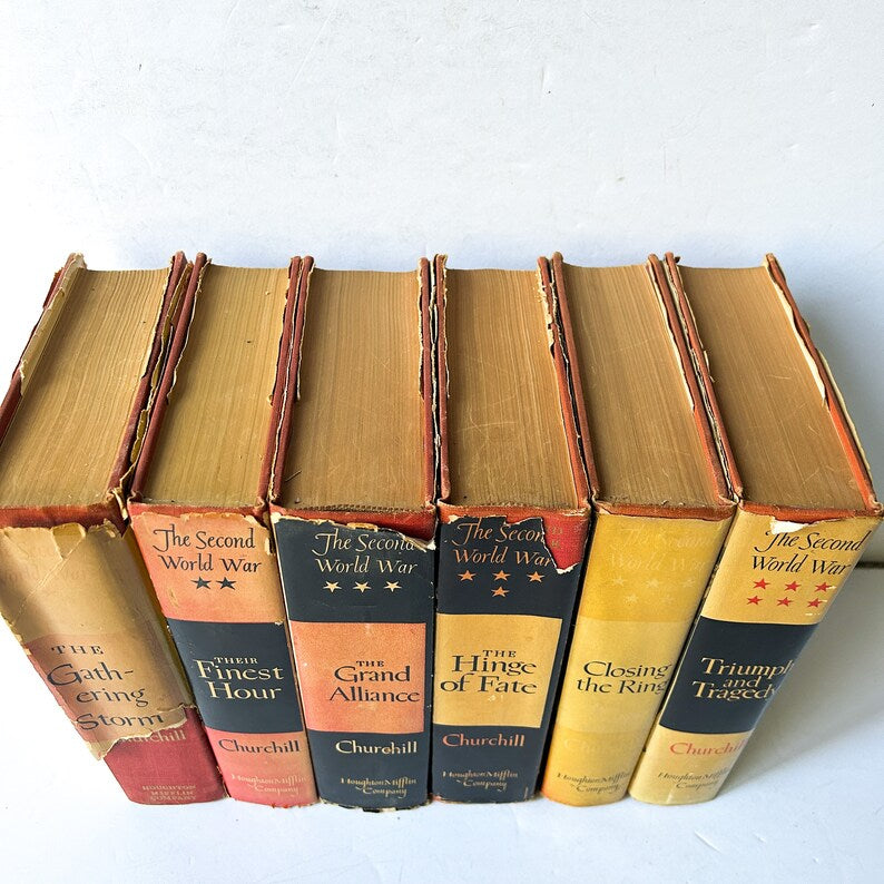 The Second World War by Winston S. Churchill, Vintage 6 volume set, First Edition Historical Books, copyright 1948-1953