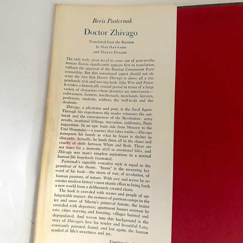 Doctor Zhivago by Boris Pasternak, Vintage Hardcover Book, First Edition published 1958