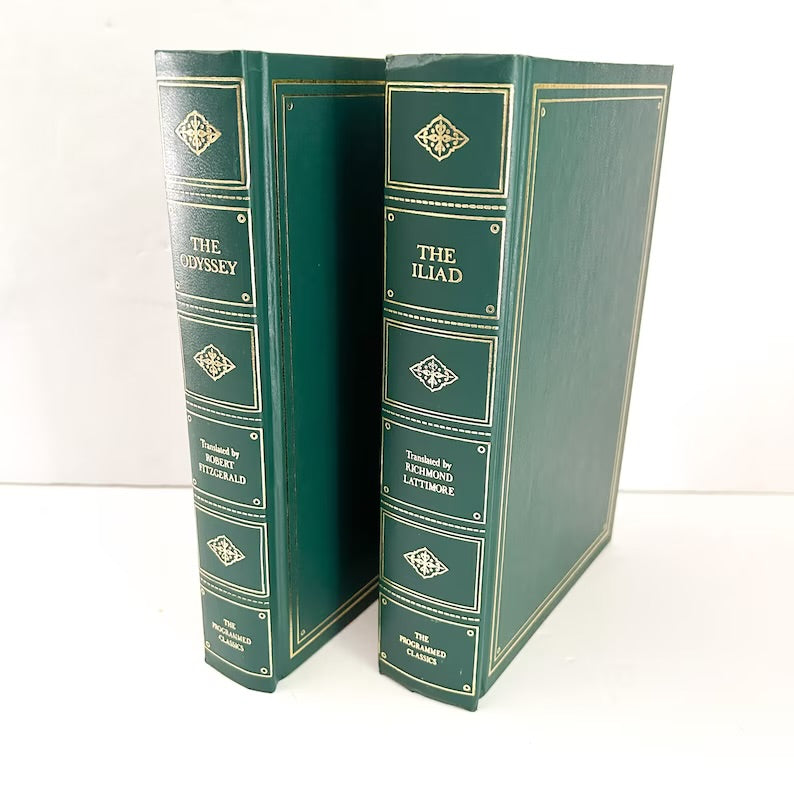 Vintage book set, The Odyssey and The Iliad by Homer, The Programmed Classics, Mid-Century editions