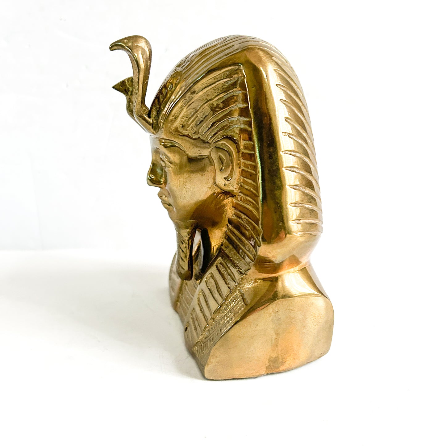 Vintage Brass King Tut Bust, Egyptian Tutankhamun Sculpture