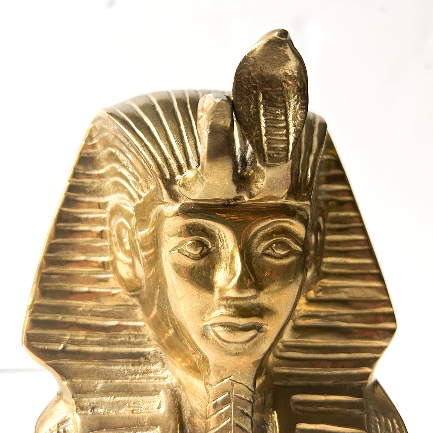 Vintage Brass King Tut Bust, Egyptian Tutankhamun Sculpture