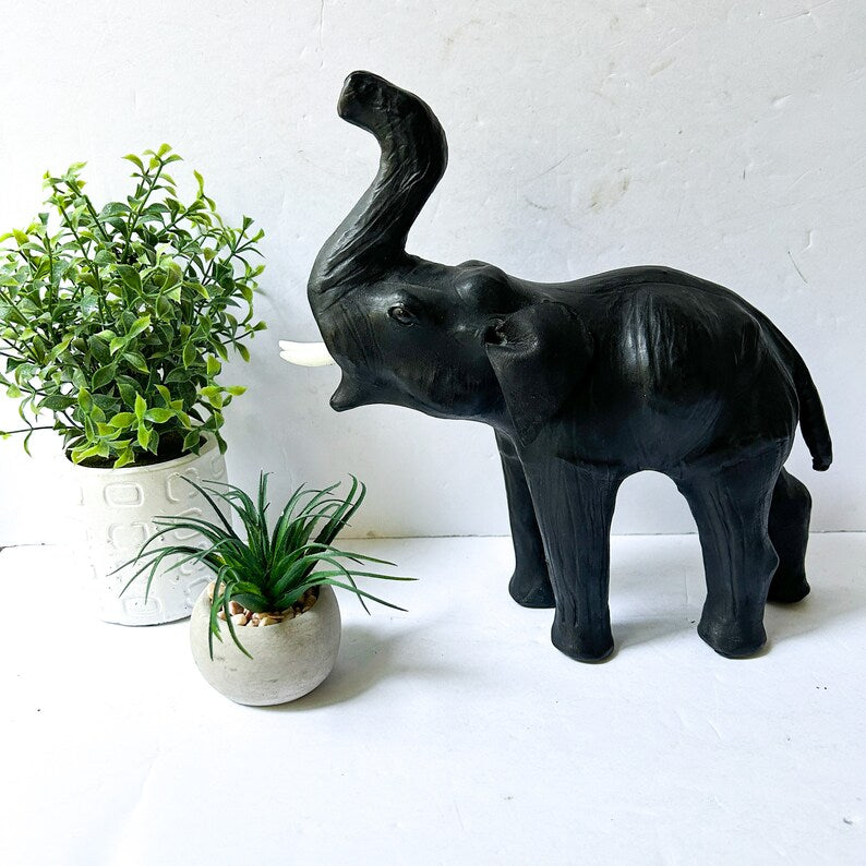 Vintage leather elephant statue