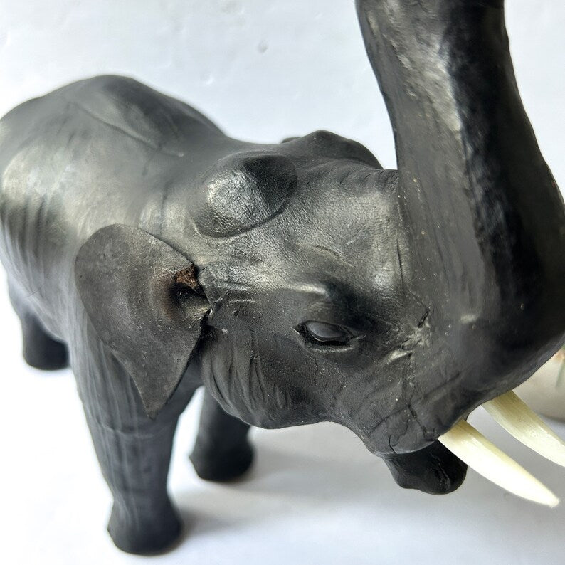Vintage leather elephant statue
