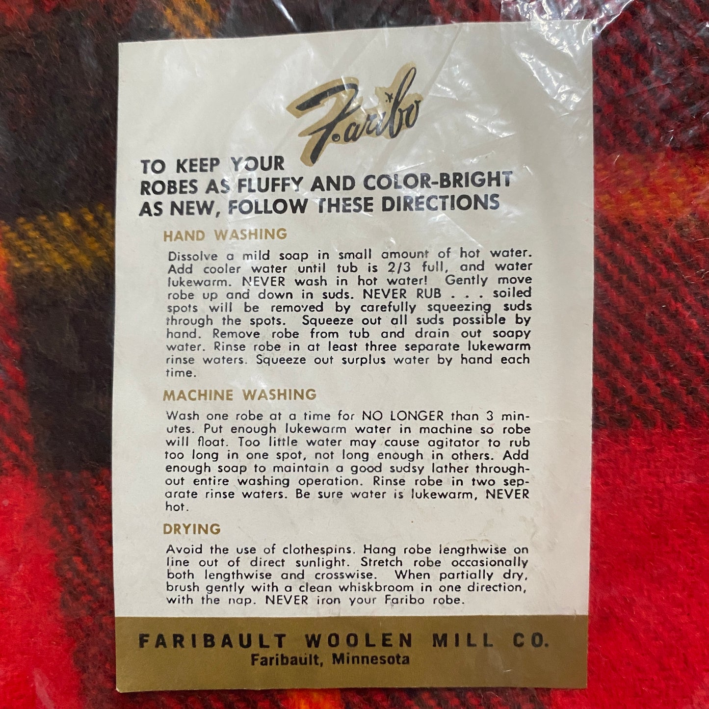 Vintage Red Tartan Plaid Faribo lapper blanket, sealed
