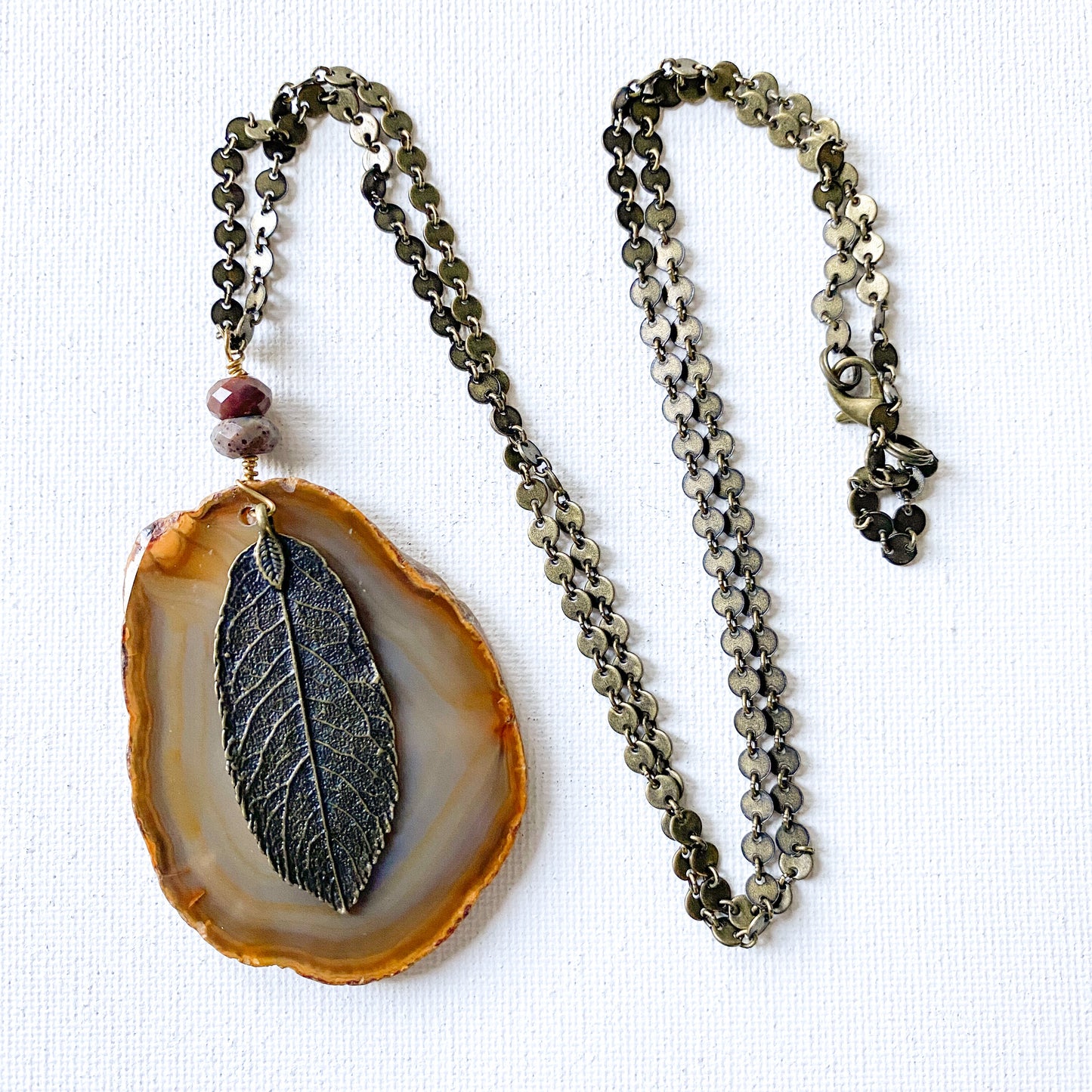 Long Agate Necklace, Woodland Style
