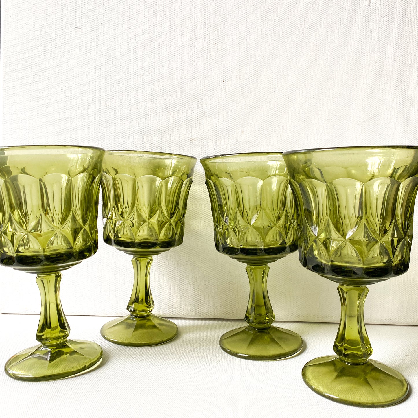 Vintage Noritake Perspective Olive Green Goblets, set of 4 glasses
