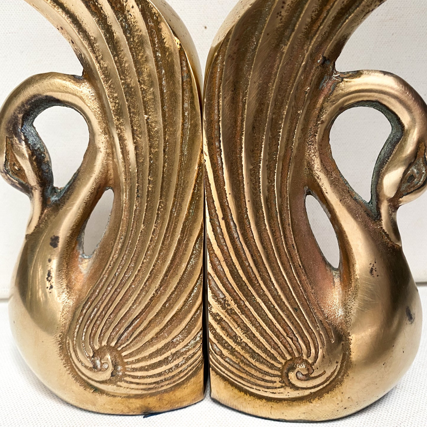 Vintage Brass Swan Bookends