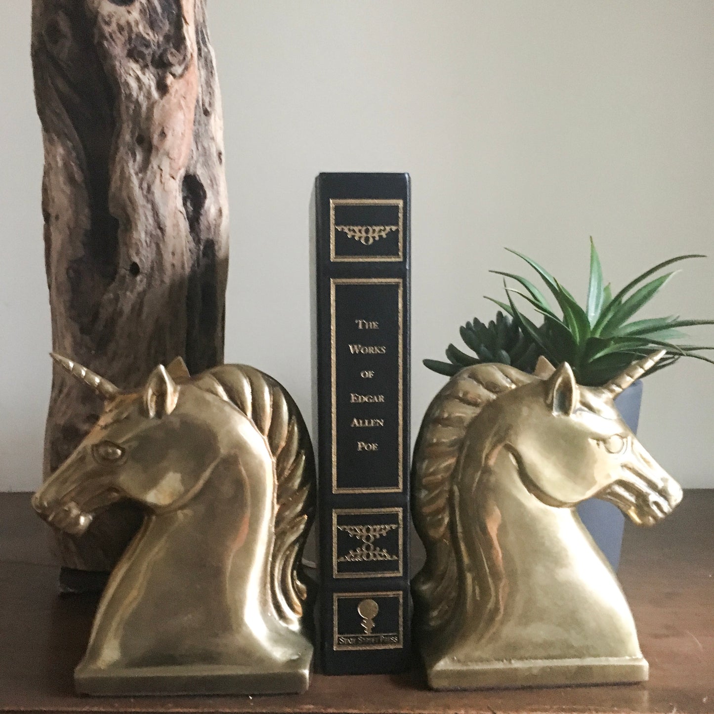 Unicorn Bookends Vintage Brass