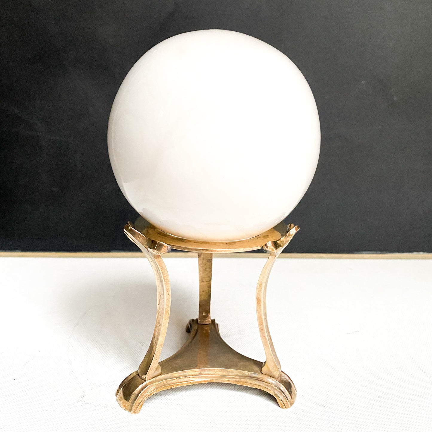Italian Alabaster Sphere on Vintage Brass Stand