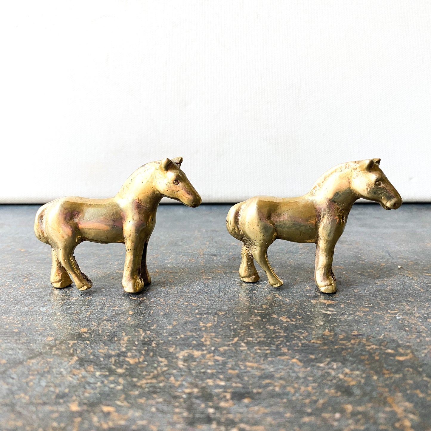 Vintage miniature brass horse figurines