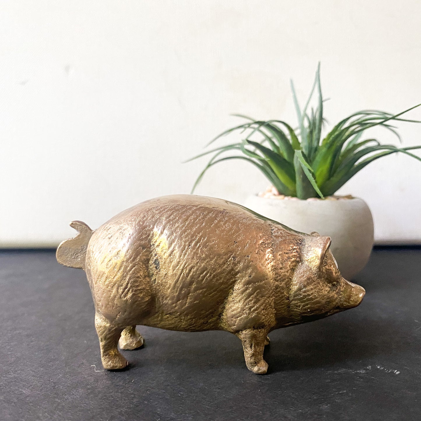 Vintage small brass pig figurine