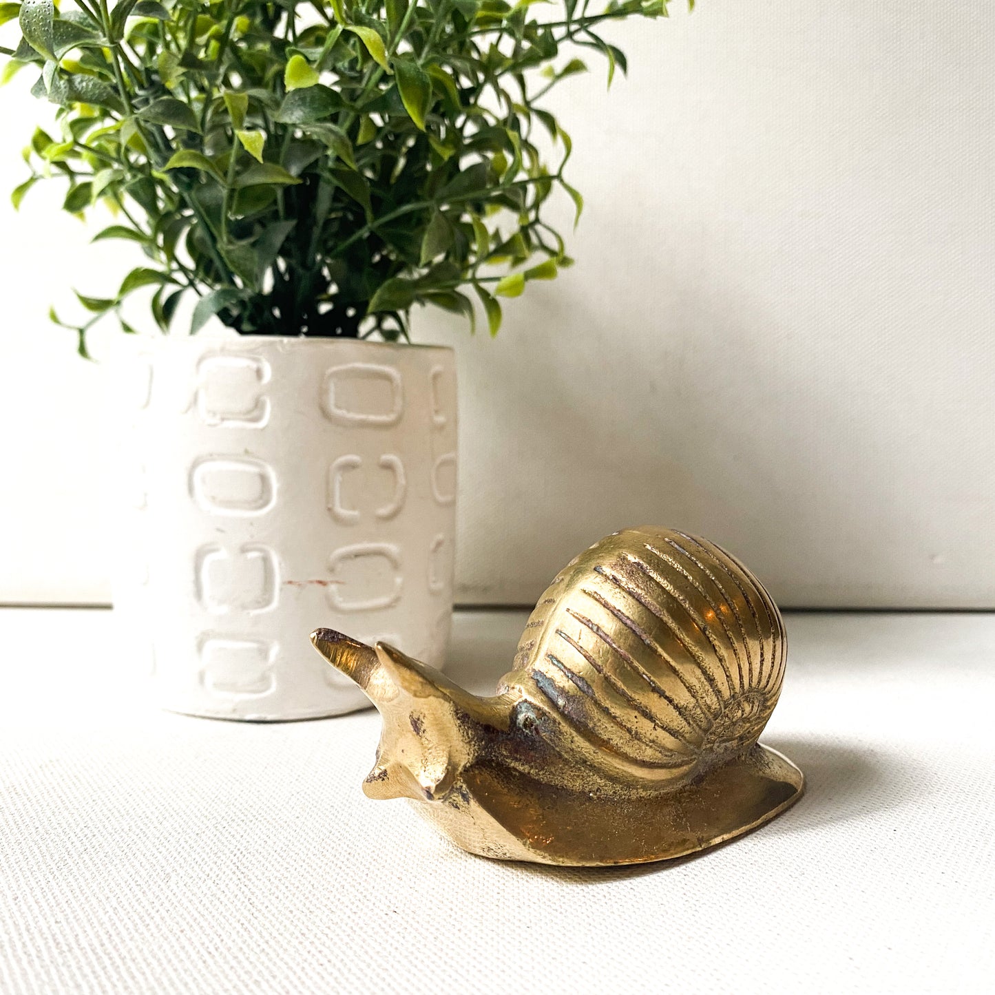 Small vintage brass snail figurine