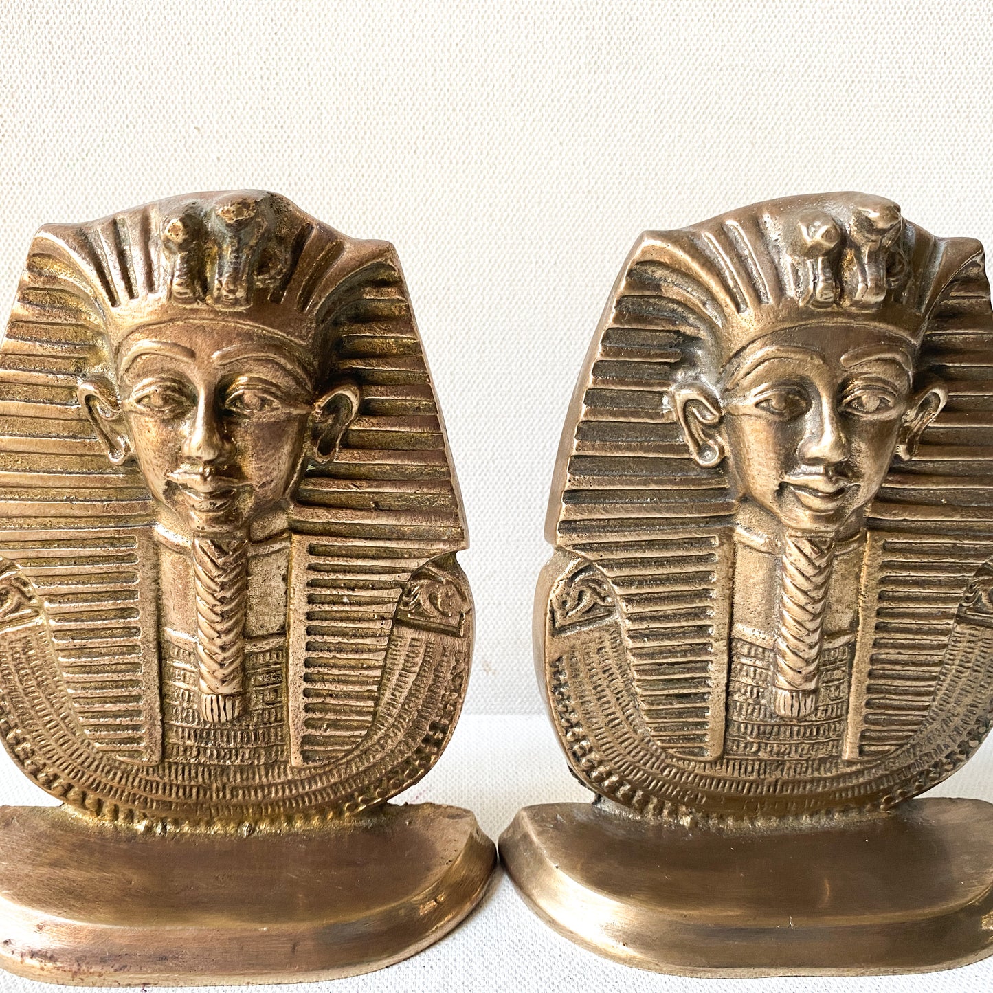 Vintage Brass Egyptian Bookends, King Tut, Revival Style Pharoah