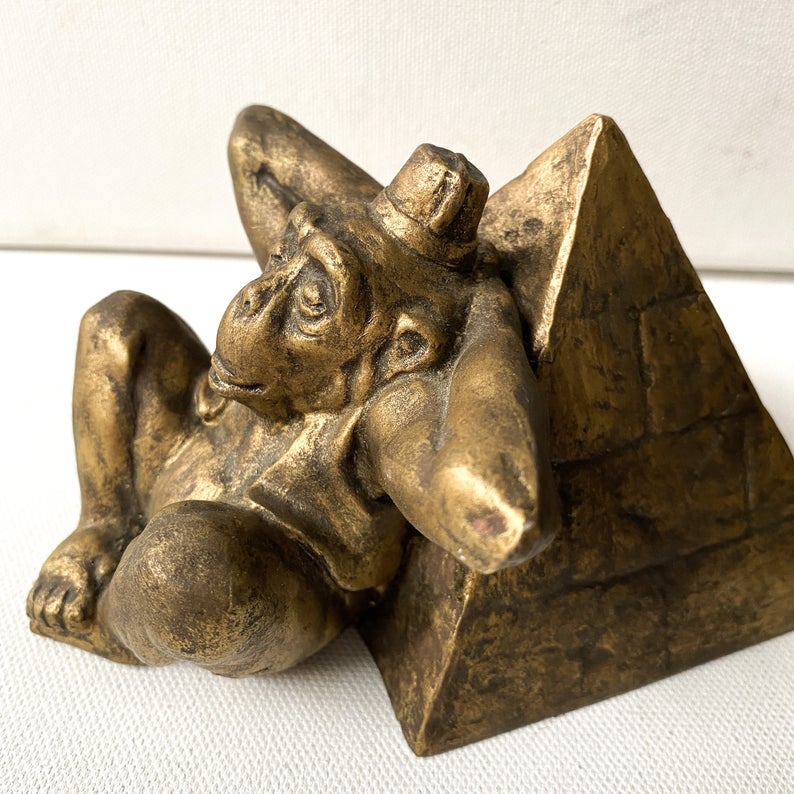 Vintage Pyramid and Monkey Bookends