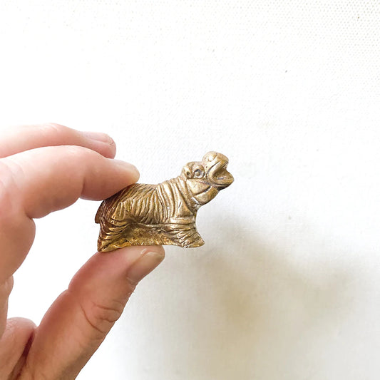Vintage miniature brass hippo figurine