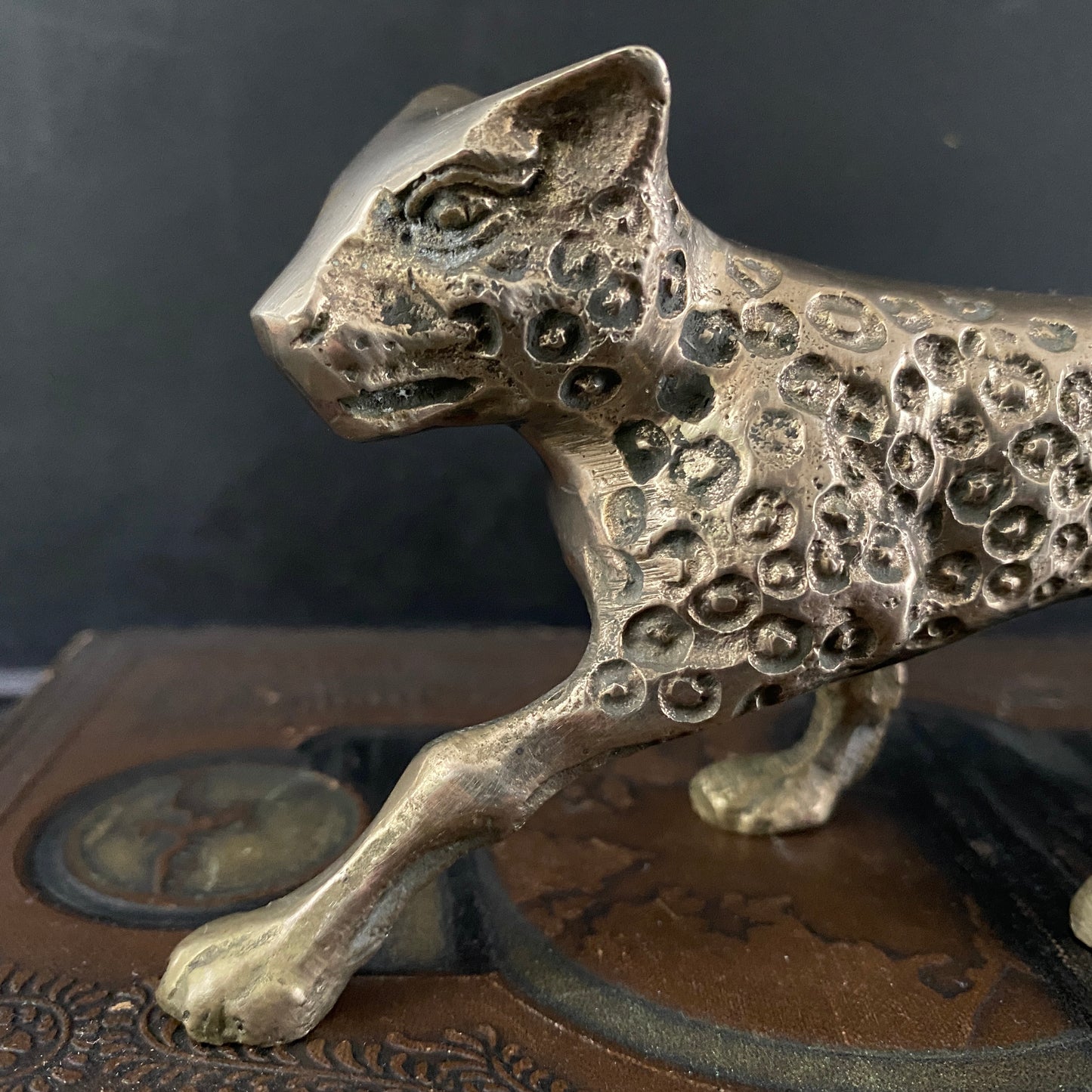 Vintage Brass Cheetah Sculpture