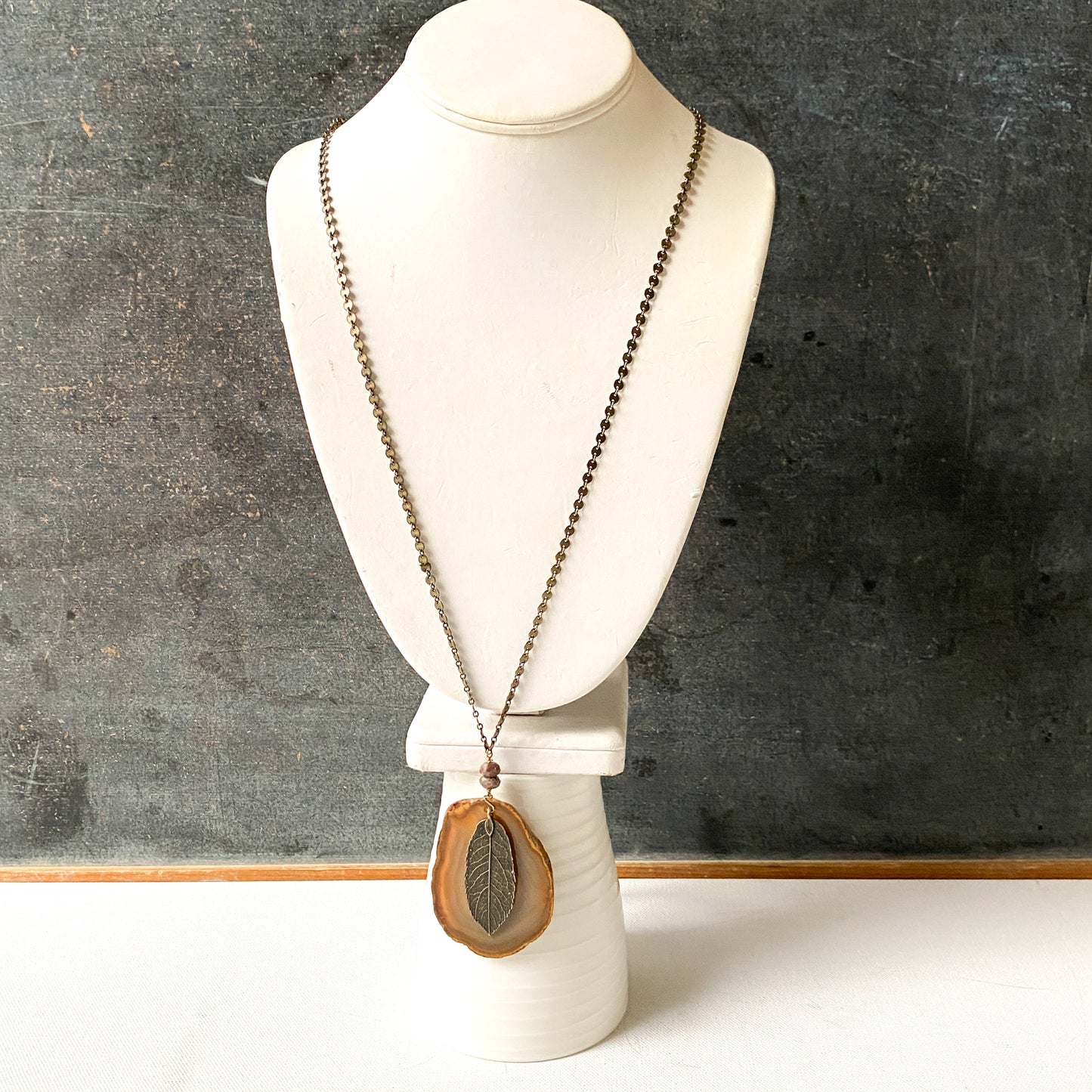 Long Agate Necklace, Woodland Style