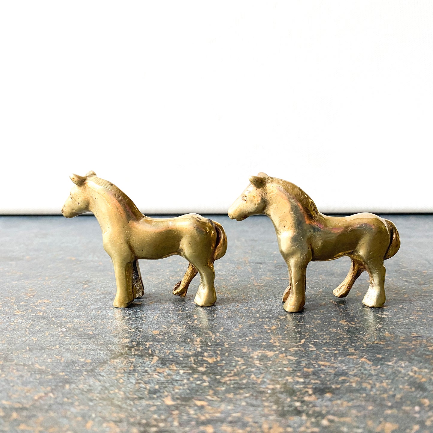 Vintage miniature brass horse figurines