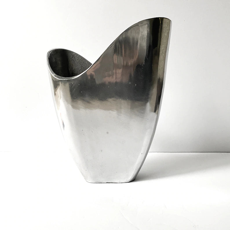 Vintage modernist aluminum vase, Anna Efverlund