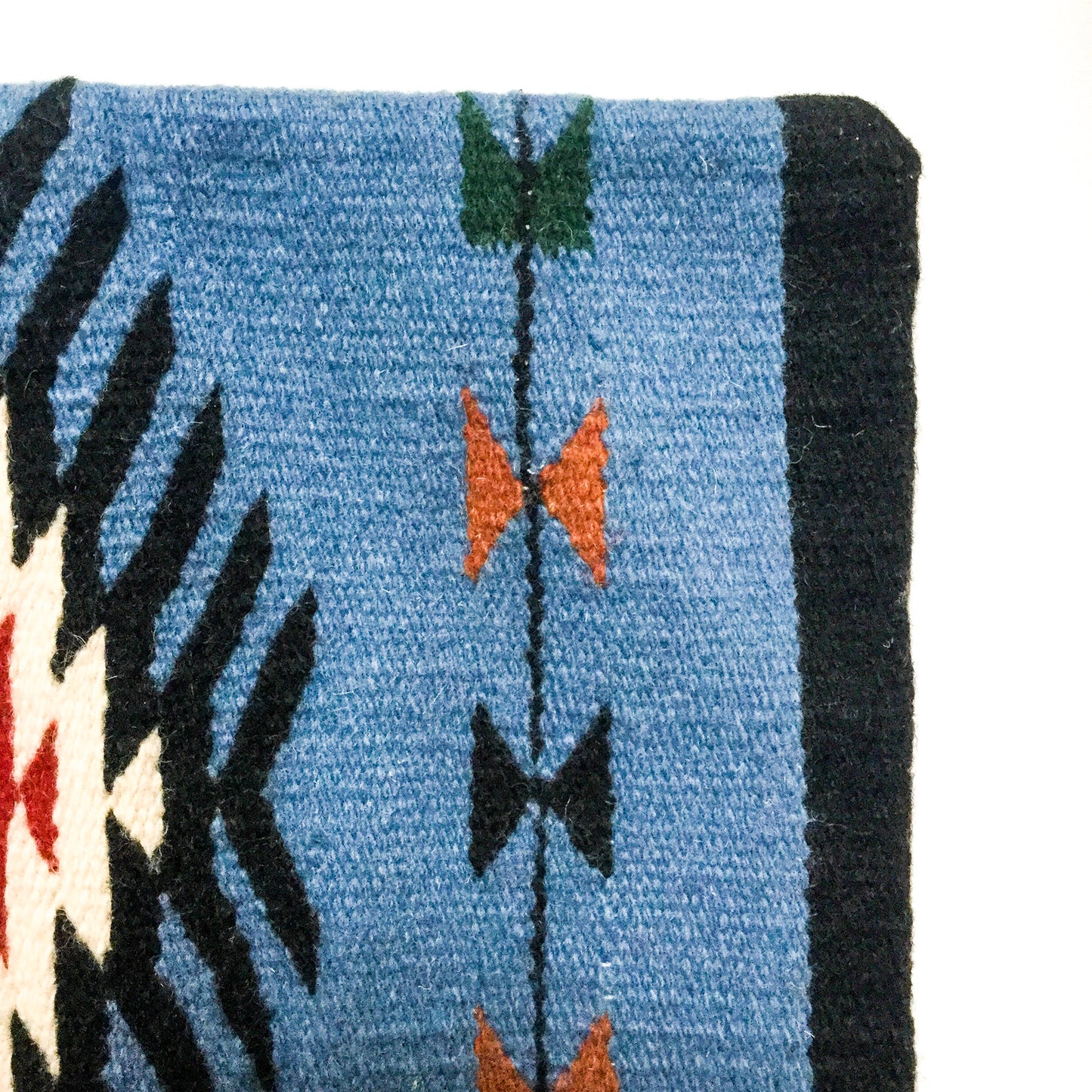 Southwestern Woven Wool Pillow Cover - blue tones