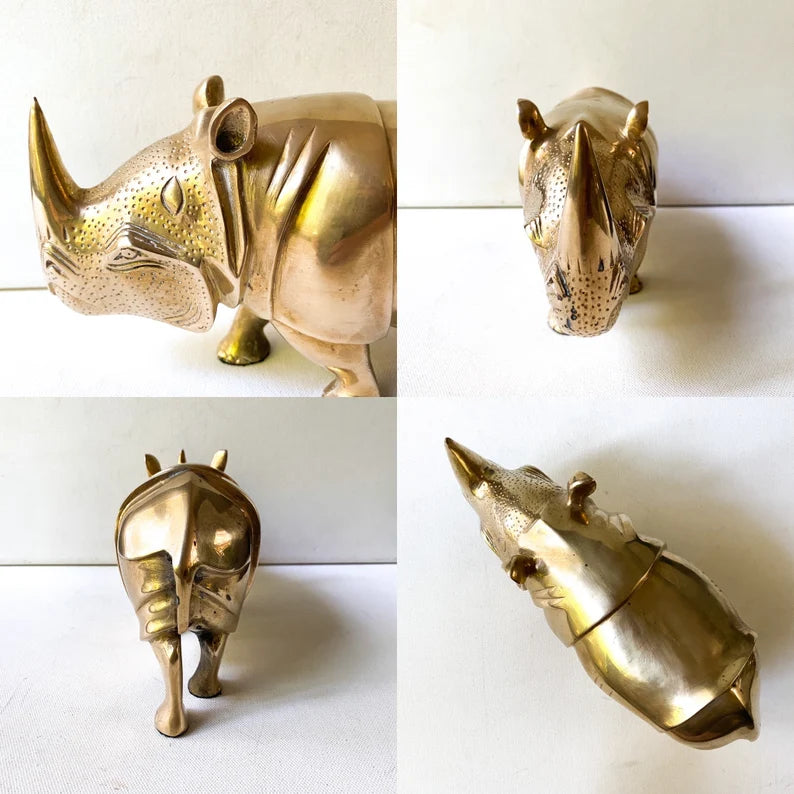 Vintage brass rhinoceros sculpture