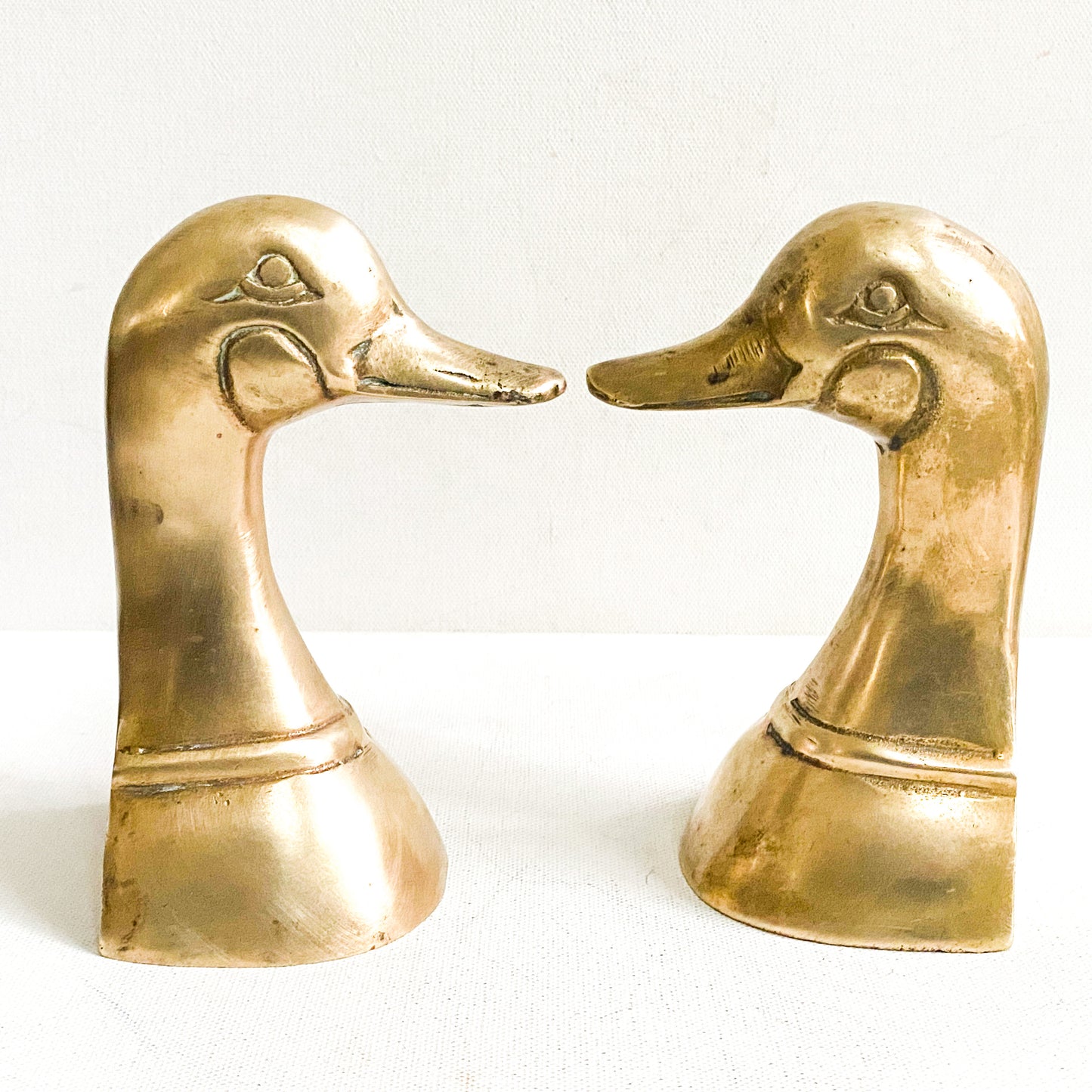 Vintage Brass Duck Head Bookends